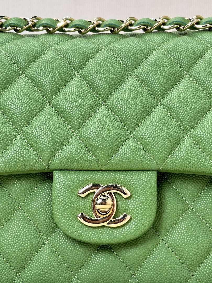 Chanel A01112 Flap Classic 11.12 Handbag Calfskin Green Gold - Default Title - View 12
