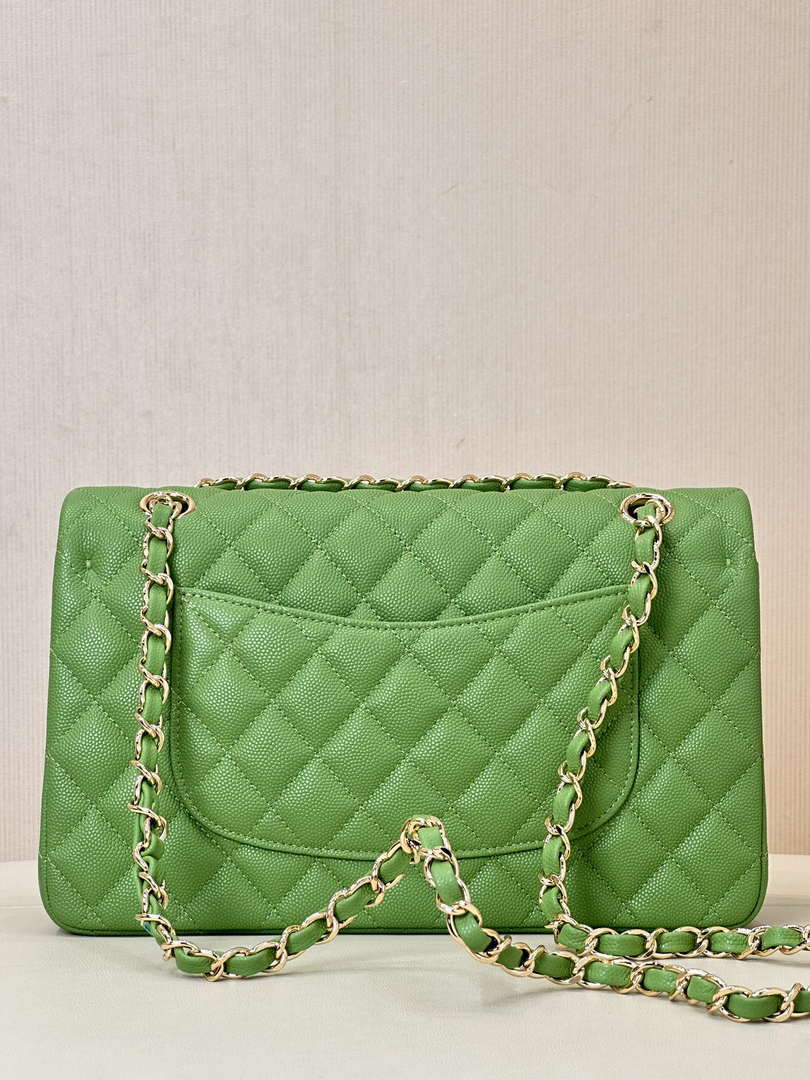 Chanel A01112 Flap Classic 11.12 Handbag Calfskin Green Gold