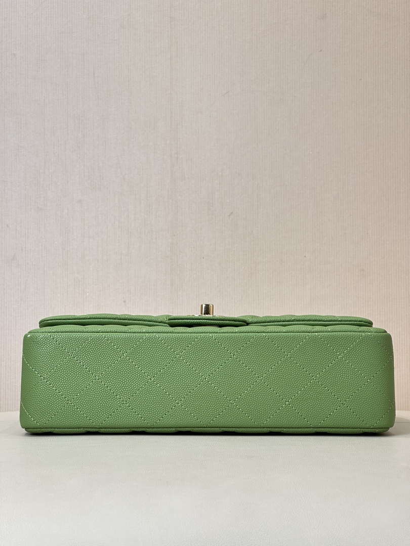 Chanel A01112 Flap Classic 11.12 Handbag Calfskin Green Gold