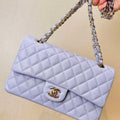 Chanel A01112 Flap Classic 11.12 Handbag Calfskin & Silver-Tone Metal Light Purple - Default Title - View 1