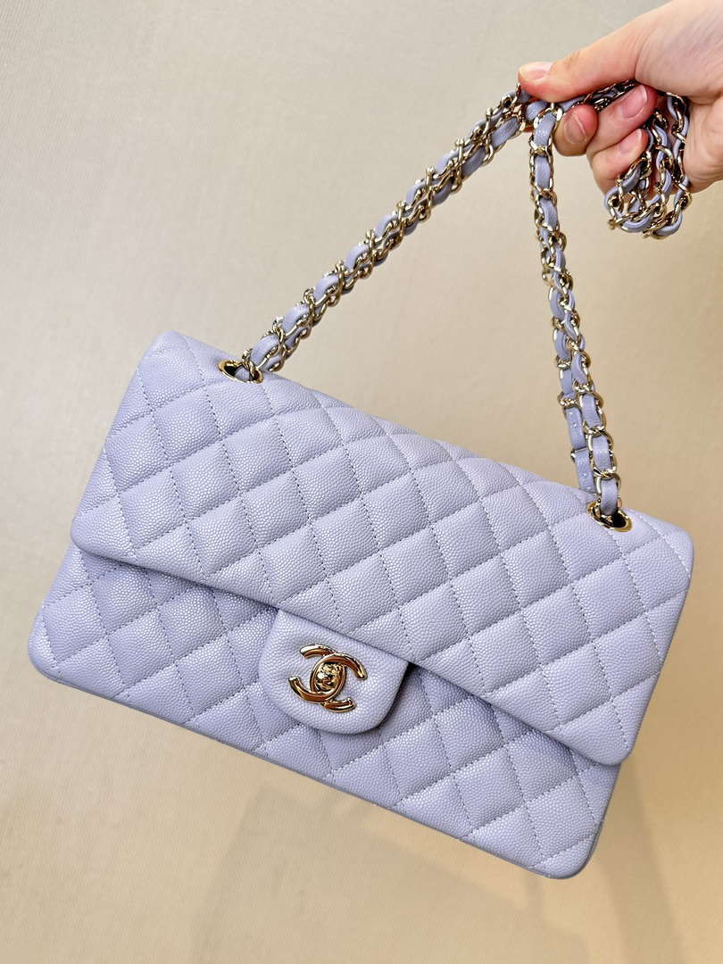Chanel A01112 Flap Classic 11.12 Handbag Calfskin & Silver-Tone Metal Light Purple - Default Title - View 1