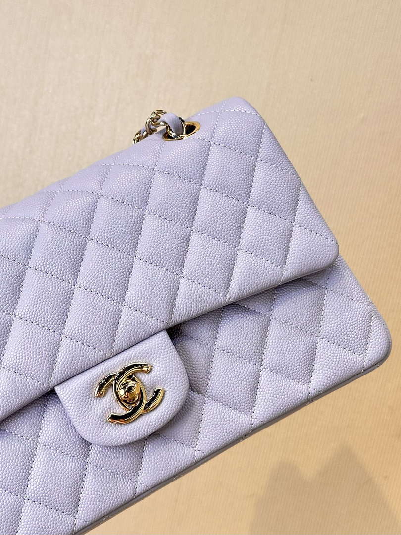 Chanel A01112 Flap Classic 11.12 Handbag Calfskin & Silver-Tone Metal Light Purple