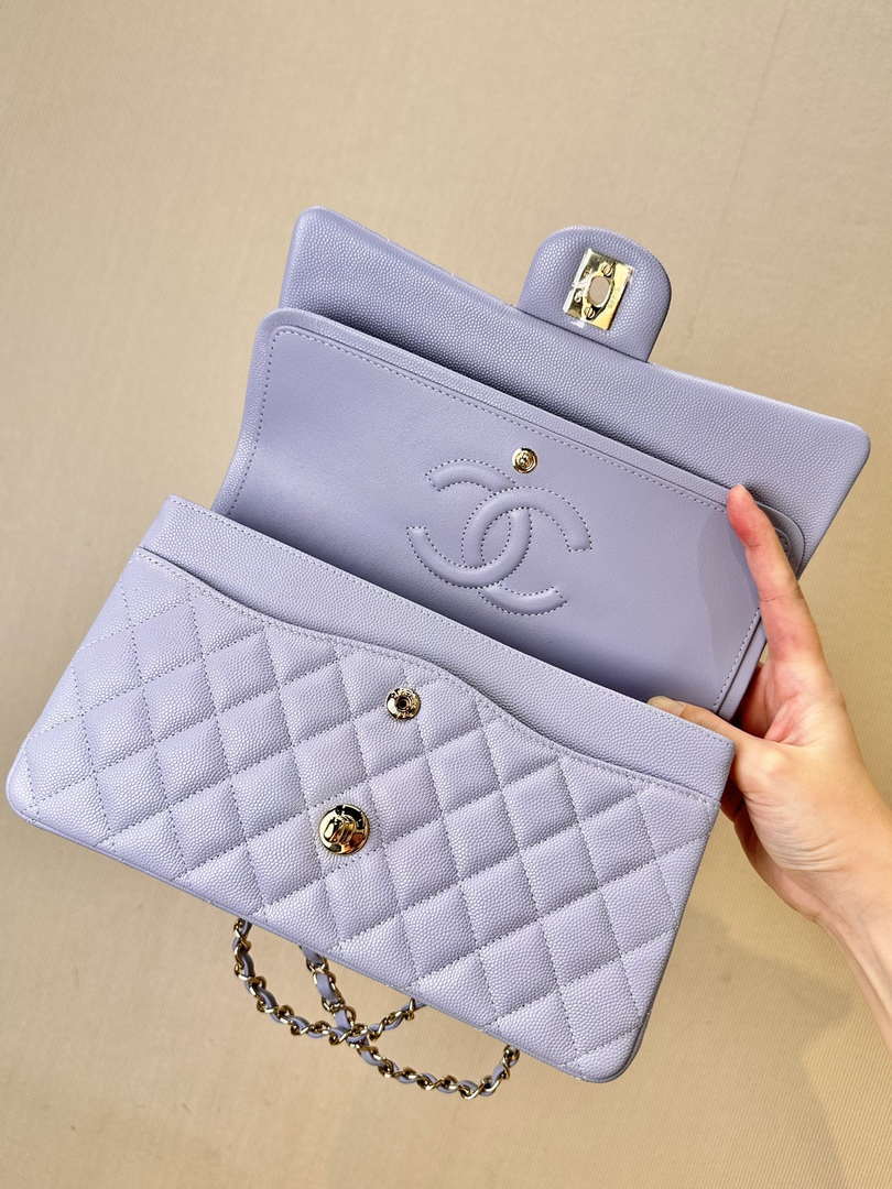 Chanel A01112 Flap Classic 11.12 Handbag Calfskin & Silver-Tone Metal Light Purple