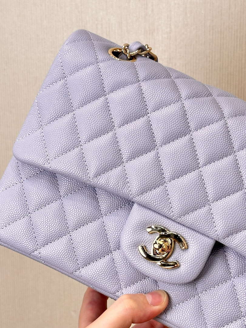 Chanel A01112 Flap Classic 11.12 Handbag Calfskin & Silver-Tone Metal Light Purple - Default Title - View 6