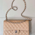 Chanel A01112 Flap Classic 11.12 Handbag Calfskin Sewing Edge Apricot - Gold - View 1