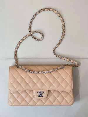 Chanel A01112 Flap Classic 11.12 Handbag Calfskin Sewing Edge Apricot - Gold - View 1