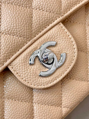 Chanel A01112 Flap Classic 11.12 Handbag Calfskin Sewing Edge Apricot - Gold - View 8