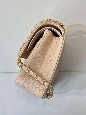 Chanel A01112 Flap Classic 11.12 Handbag Calfskin Sewing Edge Apricot - Gold - View 15