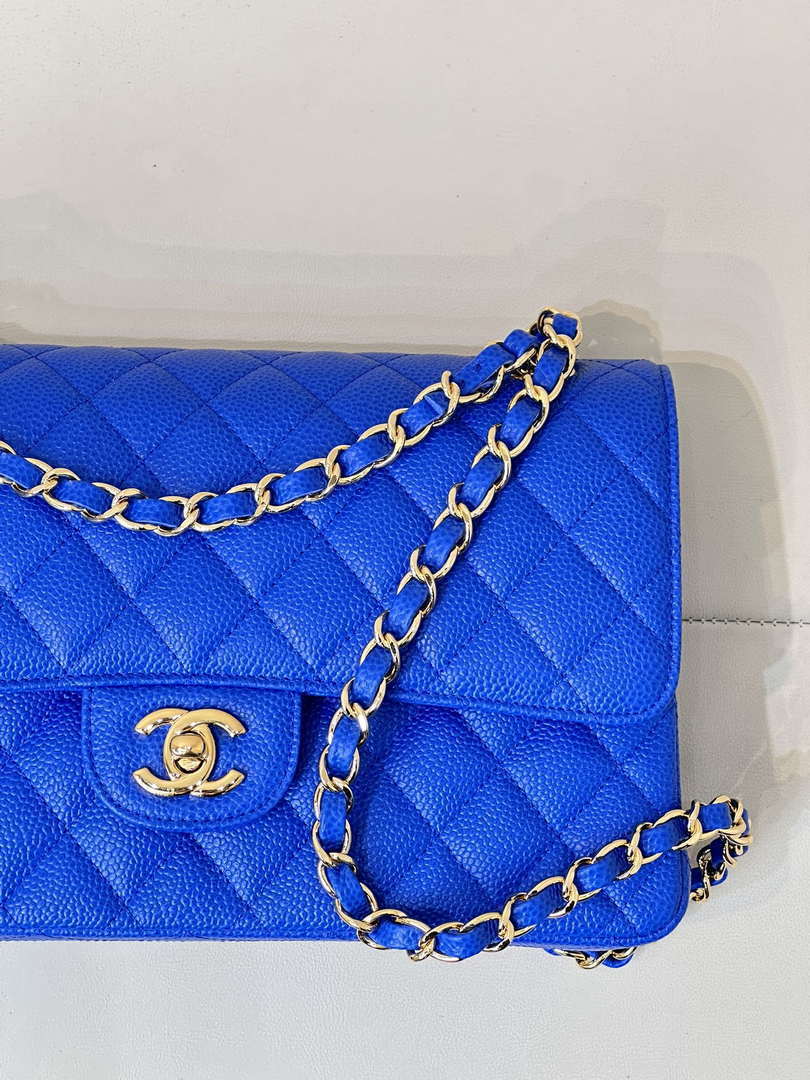 Chanel A01112 Flap Classic 11.12 Handbag Calfskin Sewing Edge Blue