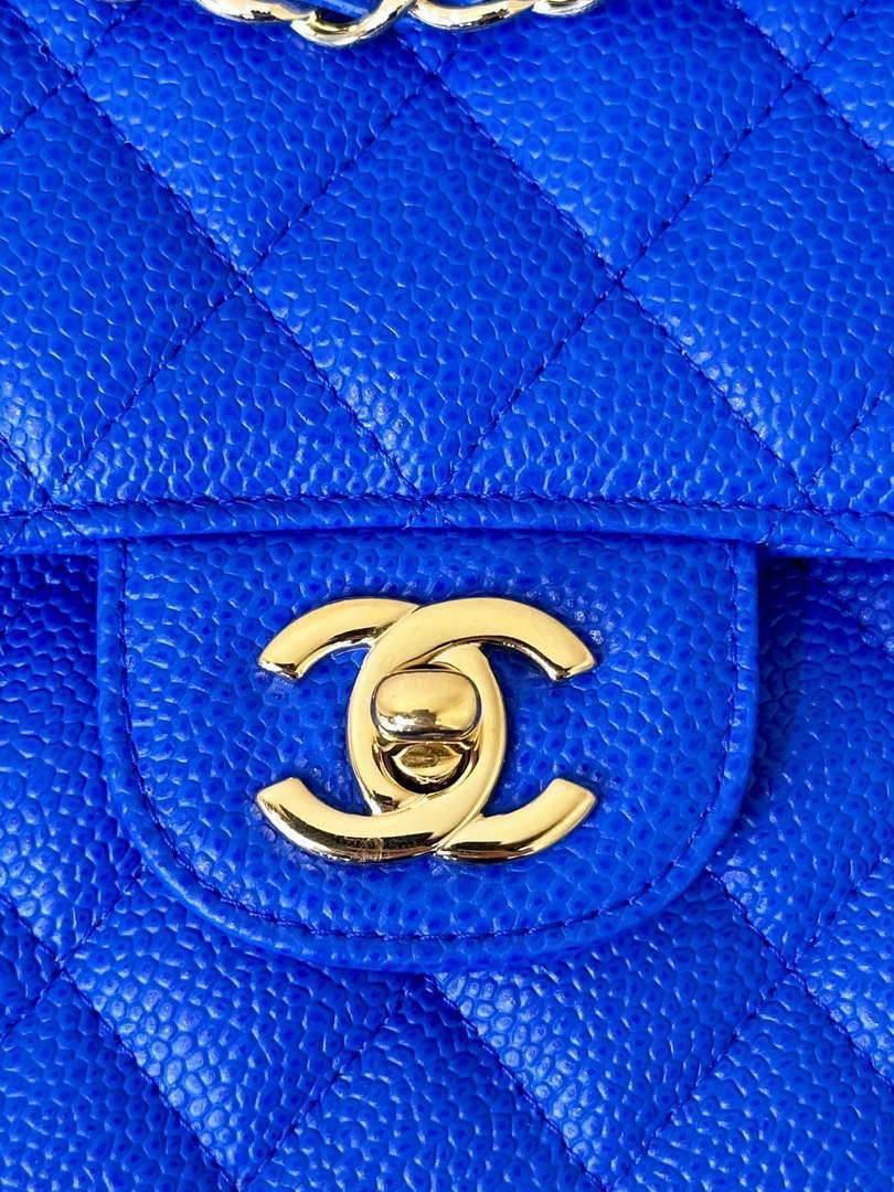 Chanel A01112 Flap Classic 11.12 Handbag Calfskin Sewing Edge Blue