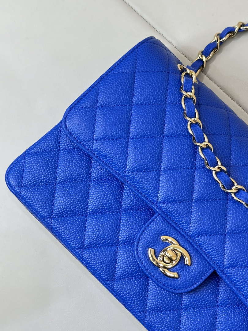 Chanel A01112 Flap Classic 11.12 Handbag Calfskin Sewing Edge Blue