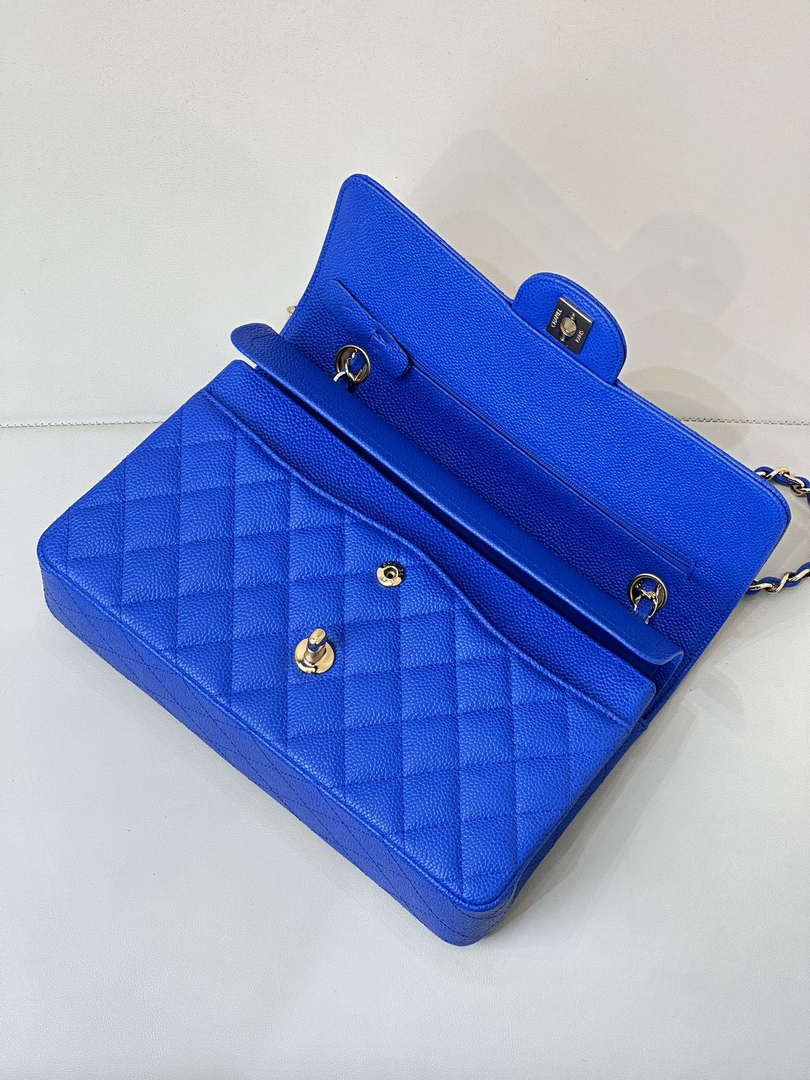 Chanel A01112 Flap Classic 11.12 Handbag Calfskin Sewing Edge Blue