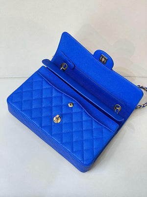 Chanel A01112 Flap Classic 11.12 Handbag Calfskin Sewing Edge Blue - Gold - View 6