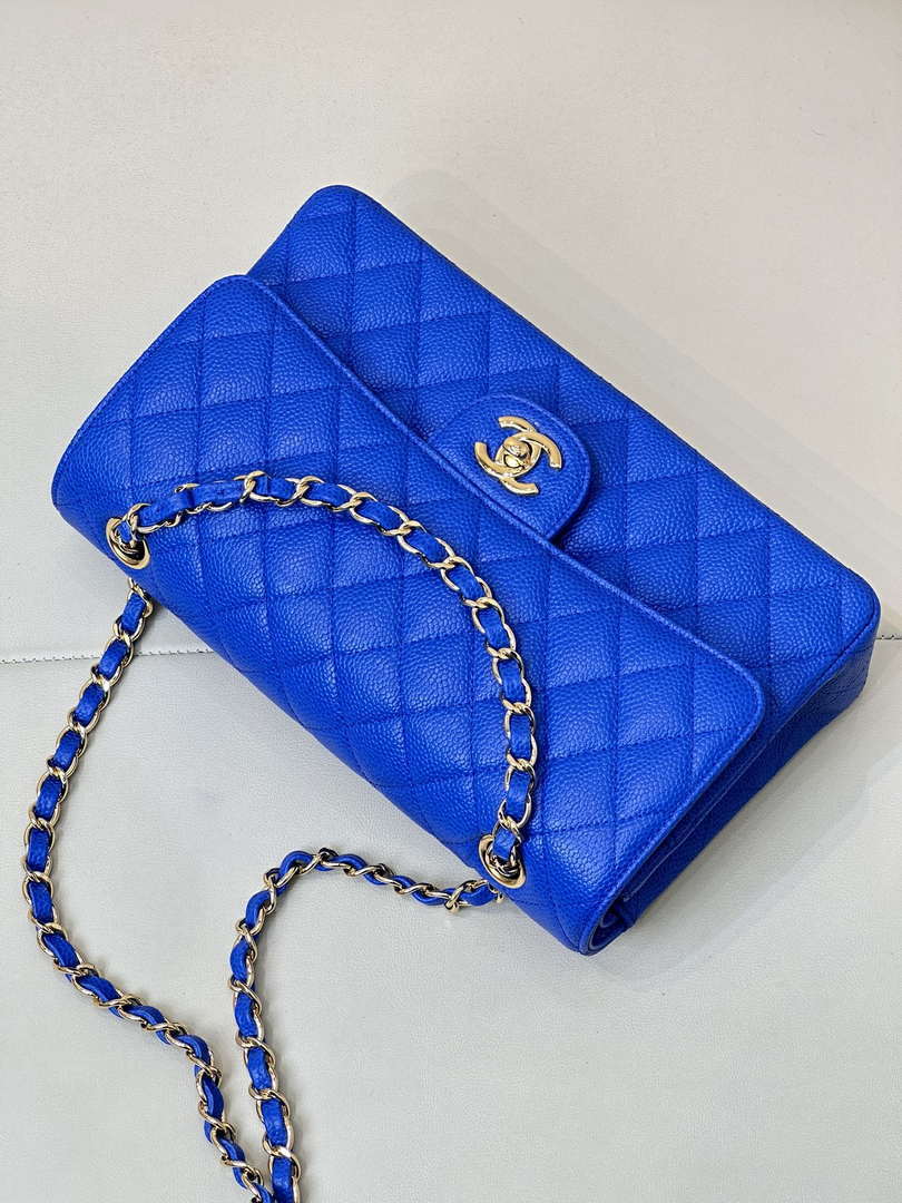 Chanel A01112 Flap Classic 11.12 Handbag Calfskin Sewing Edge Blue