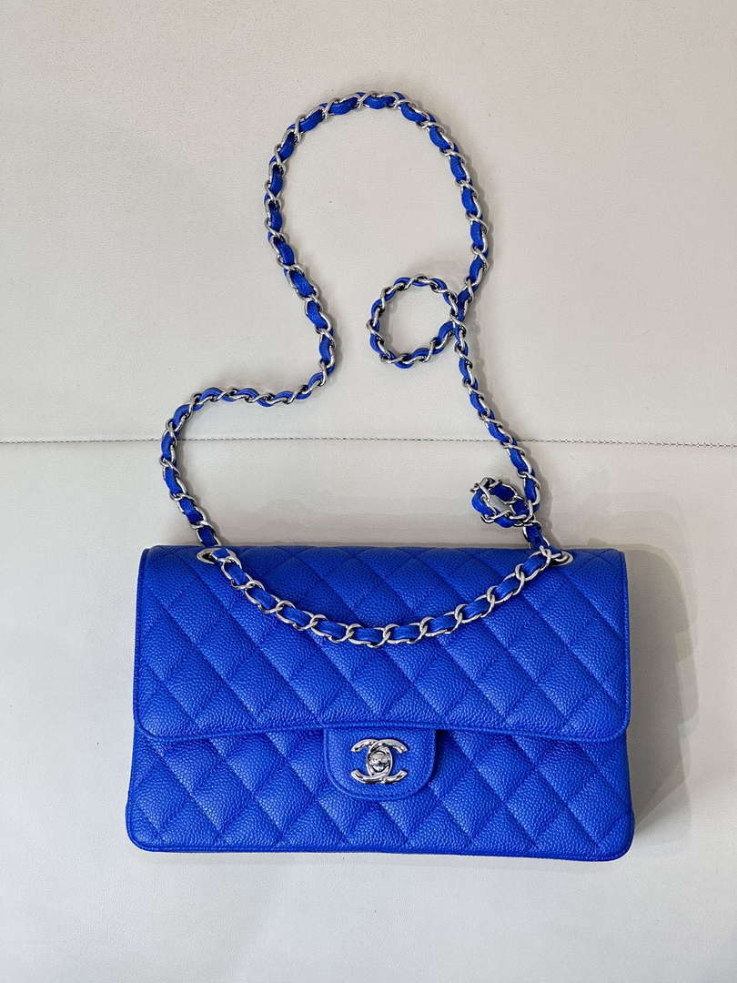 Chanel A01112 Flap Classic 11.12 Handbag Calfskin Sewing Edge Blue