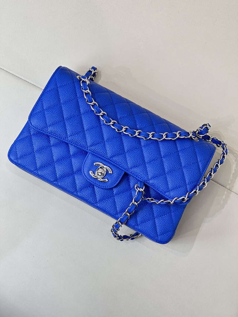 Chanel A01112 Flap Classic 11.12 Handbag Calfskin Sewing Edge Blue