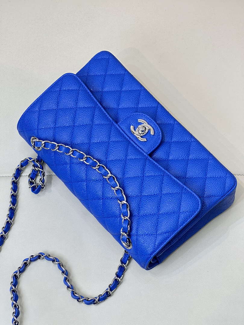 Chanel A01112 Flap Classic 11.12 Handbag Calfskin Sewing Edge Blue