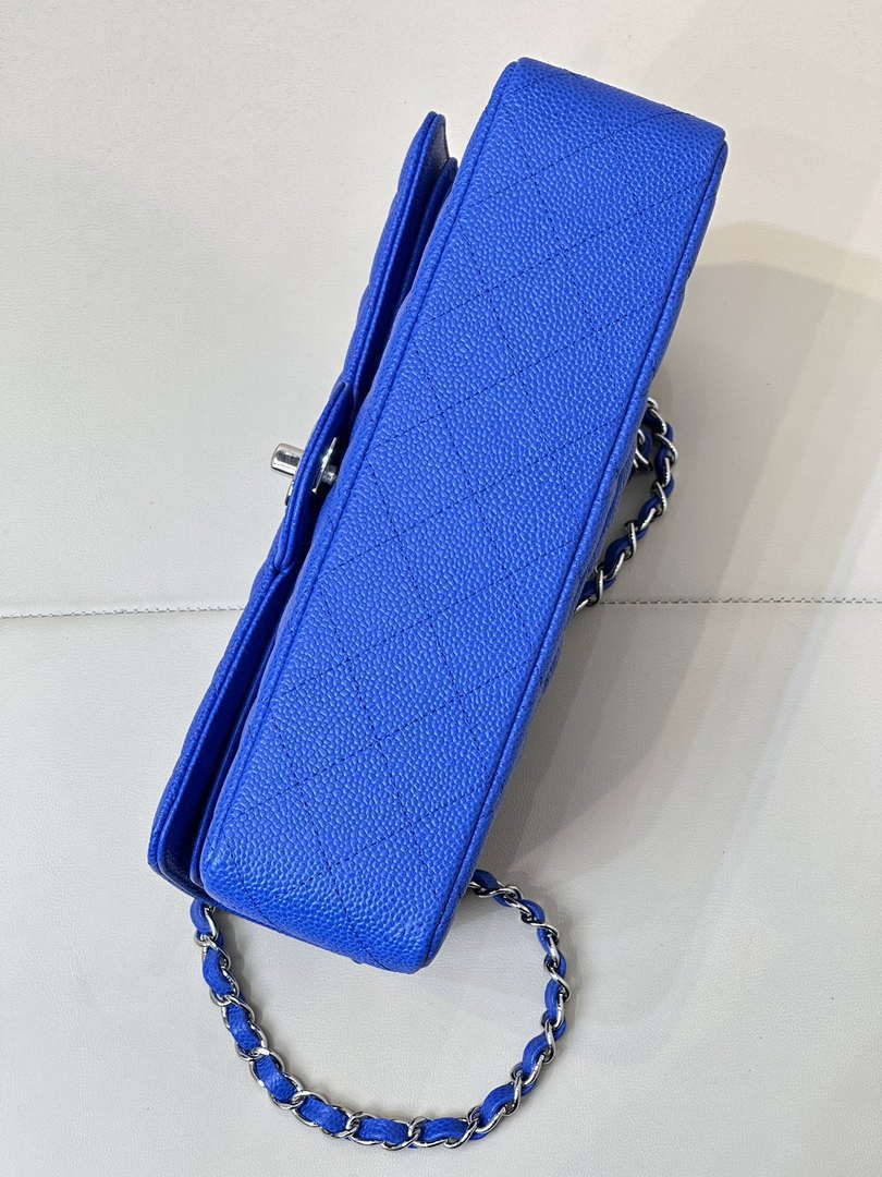 Chanel A01112 Flap Classic 11.12 Handbag Calfskin Sewing Edge Blue