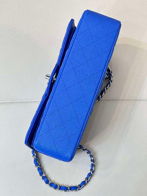 Chanel A01112 Flap Classic 11.12 Handbag Calfskin Sewing Edge Blue - Gold - View 14