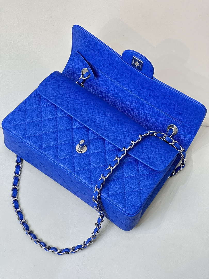 Chanel A01112 Flap Classic 11.12 Handbag Calfskin Sewing Edge Blue