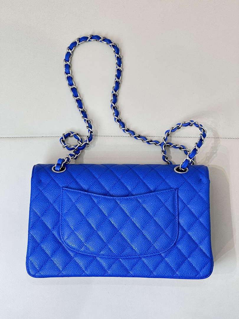 Chanel A01112 Flap Classic 11.12 Handbag Calfskin Sewing Edge Blue