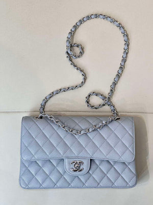 Chanel A01112 Flap Classic 11.12 Handbag Calfskin Sewing Edge Haze Blue - Gold - View 10