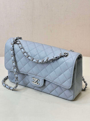 Chanel A01112 Flap Classic 11.12 Handbag Calfskin Sewing Edge Haze Blue - Gold - View 13