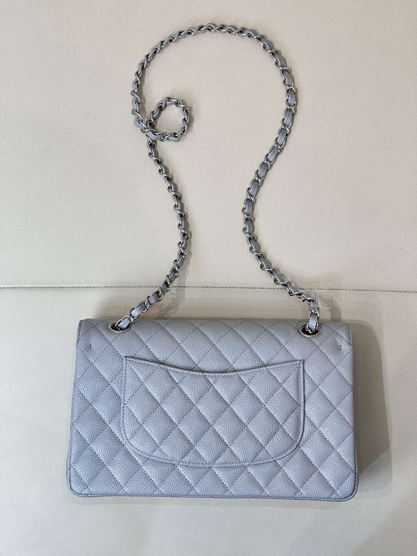Chanel A01112 Flap Classic 11.12 Handbag Calfskin Sewing Edge Haze Blue