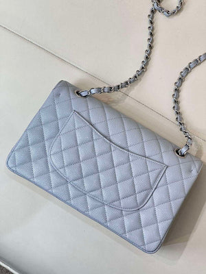Chanel A01112 Flap Classic 11.12 Handbag Calfskin Sewing Edge Haze Blue - Gold - View 16