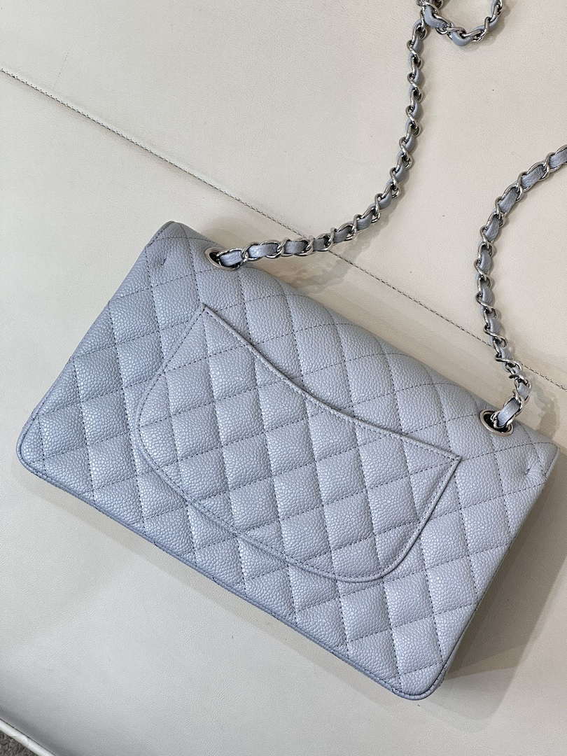 Chanel A01112 Flap Classic 11.12 Handbag Calfskin Sewing Edge Haze Blue - Gold - View 16