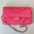 Chanel A01112 Flap Classic 11.12 Handbag Calfskin Sewing Edge Pink - Gold - View 1