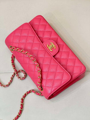 Chanel A01112 Flap Classic 11.12 Handbag Calfskin Sewing Edge Pink - Gold - View 4