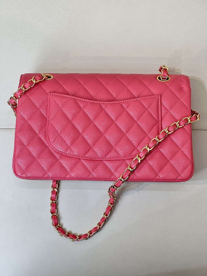 Chanel A01112 Flap Classic 11.12 Handbag Calfskin Sewing Edge Pink - Gold - View 6