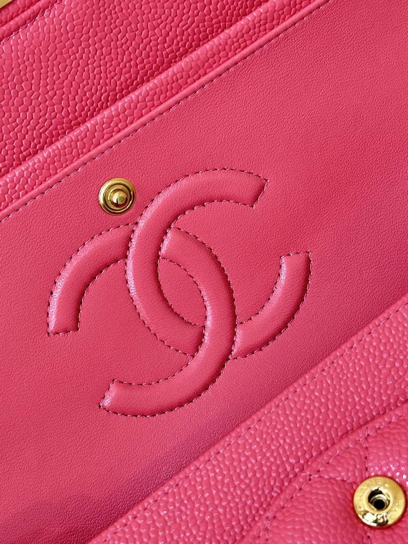 Chanel A01112 Flap Classic 11.12 Handbag Calfskin Sewing Edge Pink - Gold - View 8