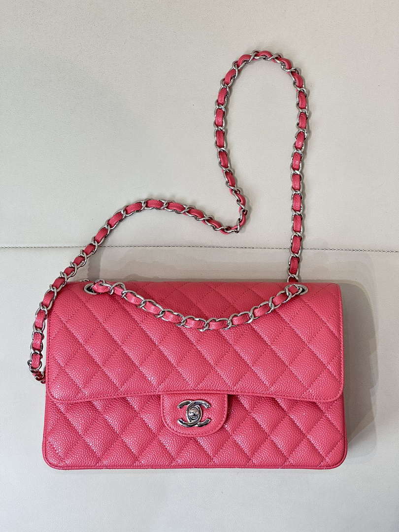Chanel A01112 Flap Classic 11.12 Handbag Calfskin Sewing Edge Pink - Gold - View 10