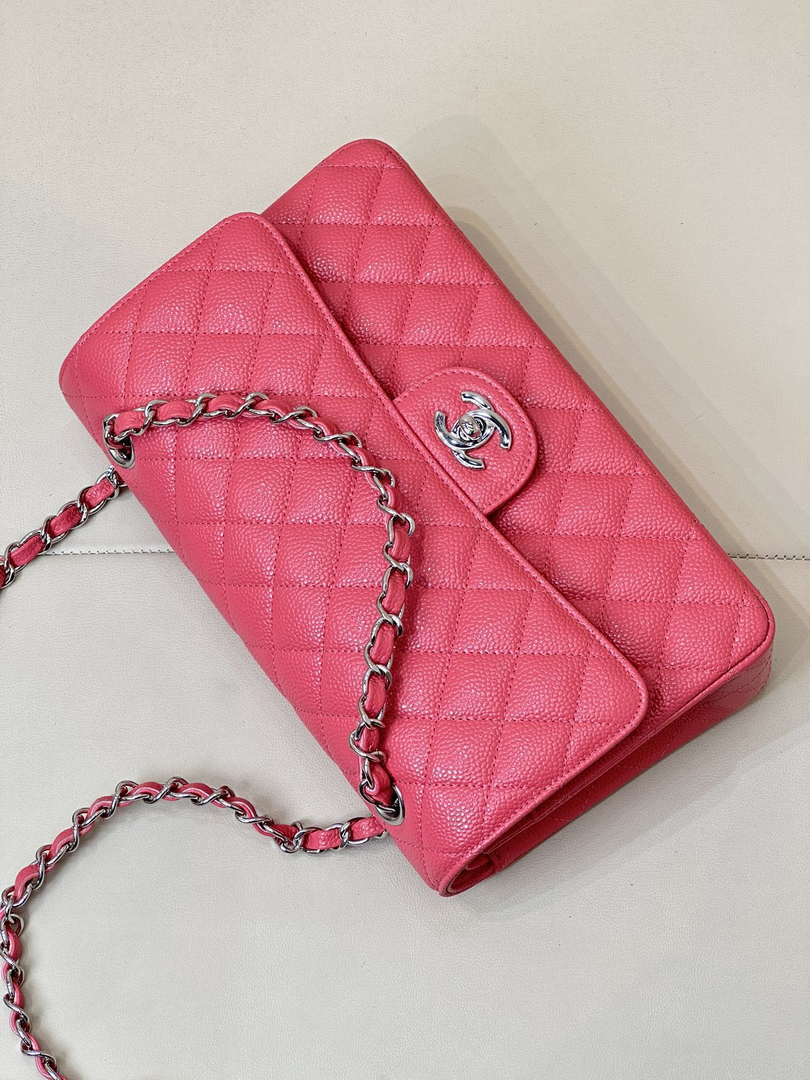 Chanel A01112 Flap Classic 11.12 Handbag Calfskin Sewing Edge Pink