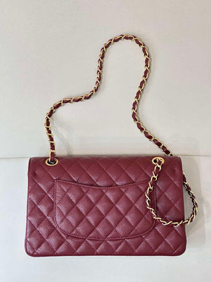 Chanel A01112 Flap Classic 11.12 Handbag Calfskin Sewing Edge Wine Red - Gold - View 7