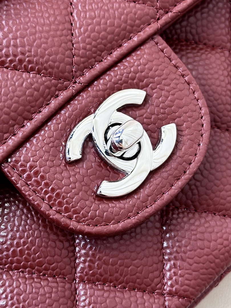 Chanel A01112 Flap Classic 11.12 Handbag Calfskin Sewing Edge Wine Red - Gold - View 13