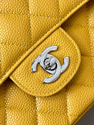 Chanel A01112 Flap Classic 11.12 Handbag Calfskin Sewing Edge Yellow - Gold - View 6