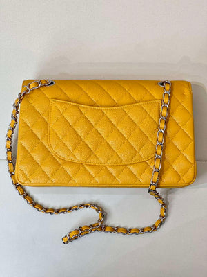 Chanel A01112 Flap Classic 11.12 Handbag Calfskin Sewing Edge Yellow - Gold - View 8