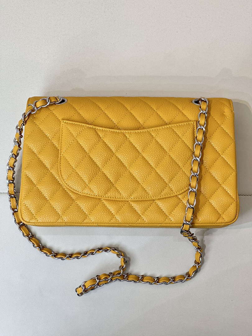 Chanel A01112 Flap Classic 11.12 Handbag Calfskin Sewing Edge Yellow