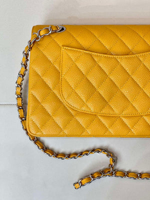 Chanel A01112 Flap Classic 11.12 Handbag Calfskin Sewing Edge Yellow - Gold - View 9
