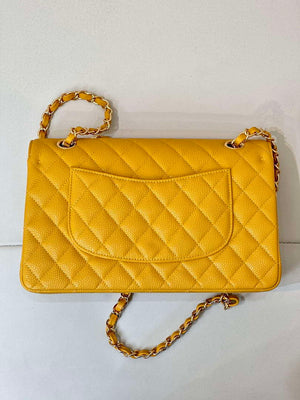Chanel A01112 Flap Classic 11.12 Handbag Calfskin Sewing Edge Yellow - Gold - View 17