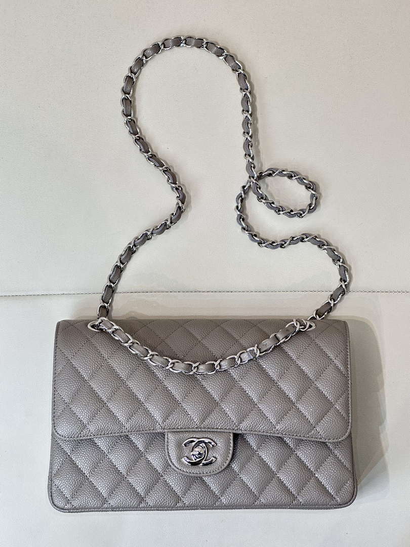 Chanel A01112 Flap Classic 11.12 Handbag Calfskin Sewing Elephant Gray