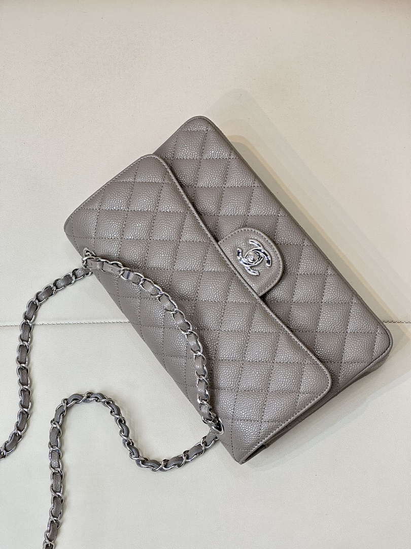 Chanel A01112 Flap Classic 11.12 Handbag Calfskin Sewing Elephant Gray