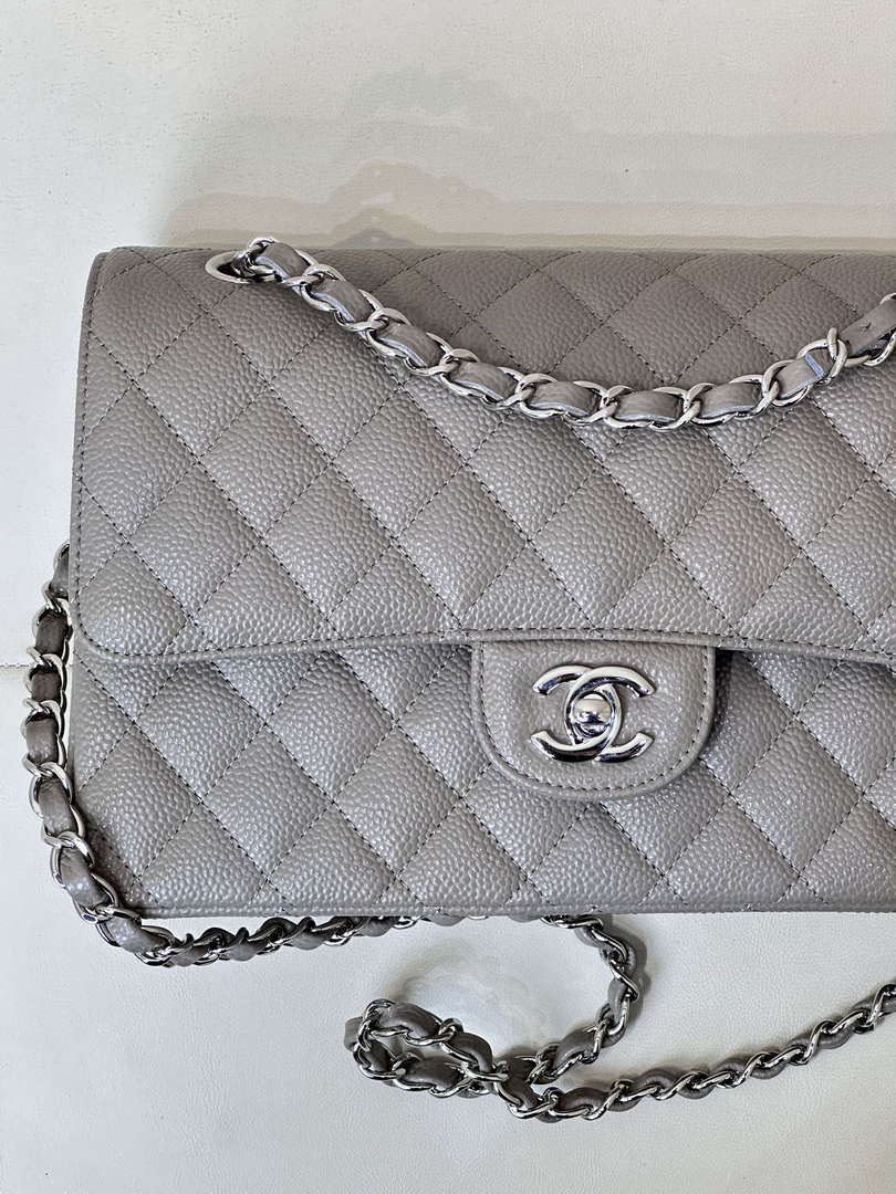 Chanel A01112 Flap Classic 11.12 Handbag Calfskin Sewing Elephant Gray