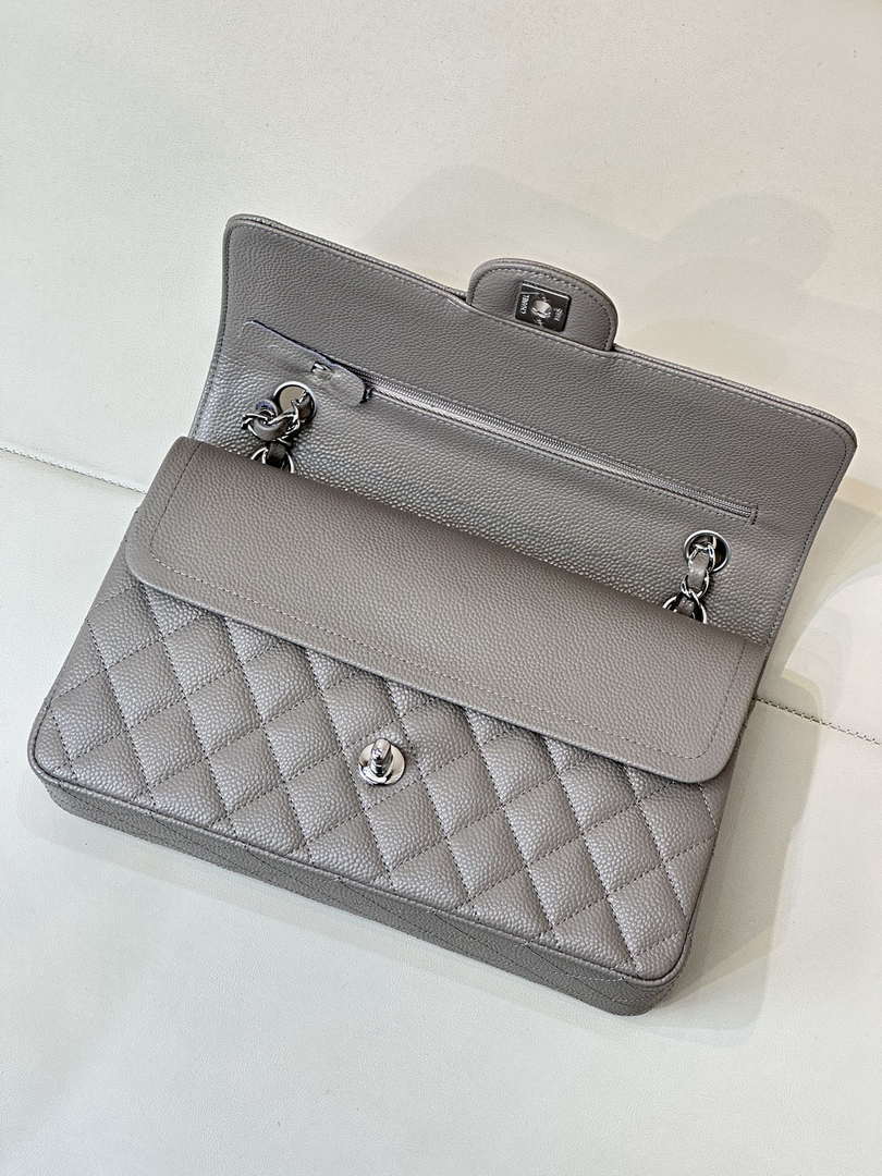 Chanel A01112 Flap Classic 11.12 Handbag Calfskin Sewing Elephant Gray