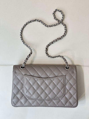Chanel A01112 Flap Classic 11.12 Handbag Calfskin Sewing Edge Elephant Gray - Gold - View 8