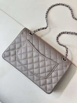 Chanel A01112 Flap Classic 11.12 Handbag Calfskin Sewing Elephant Gray - Gold - View 9