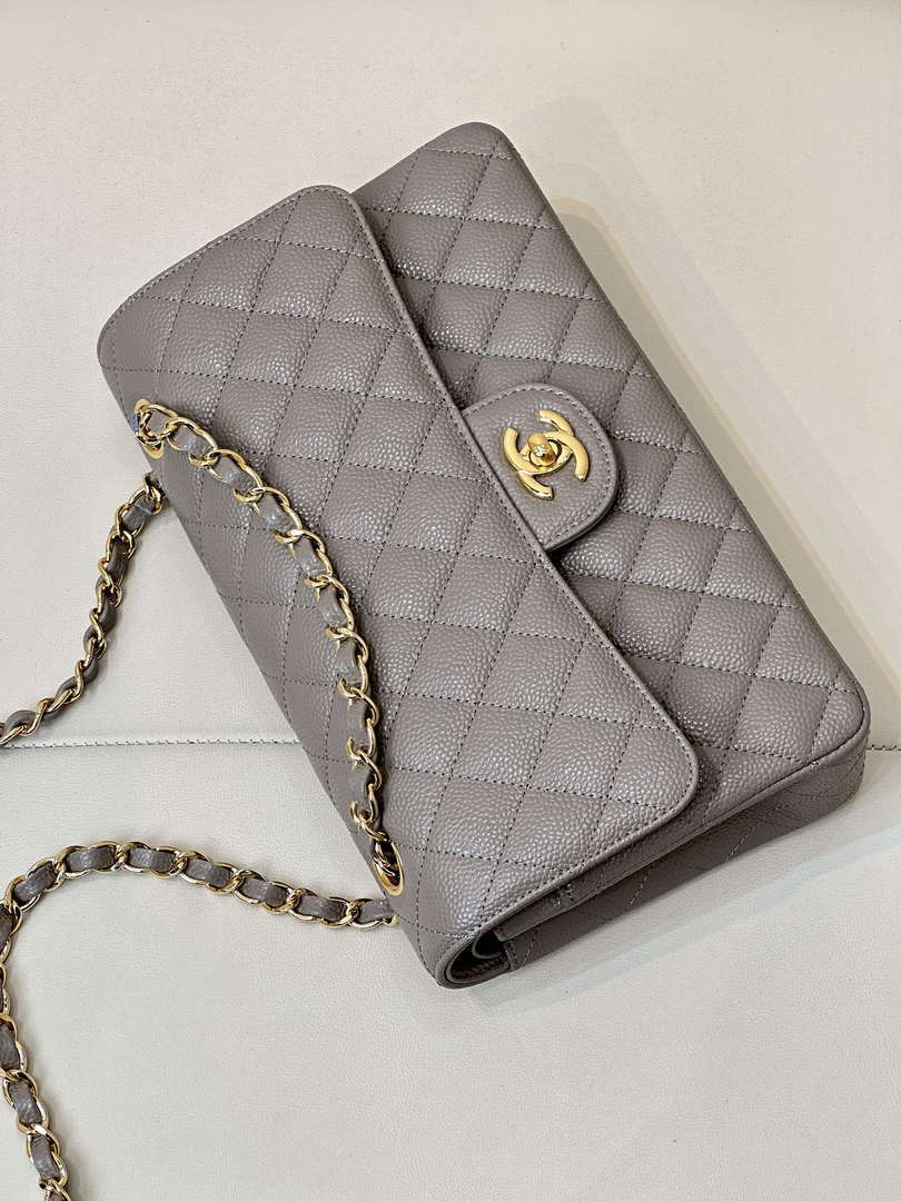 Chanel A01112 Flap Classic 11.12 Handbag Calfskin Sewing Elephant Gray